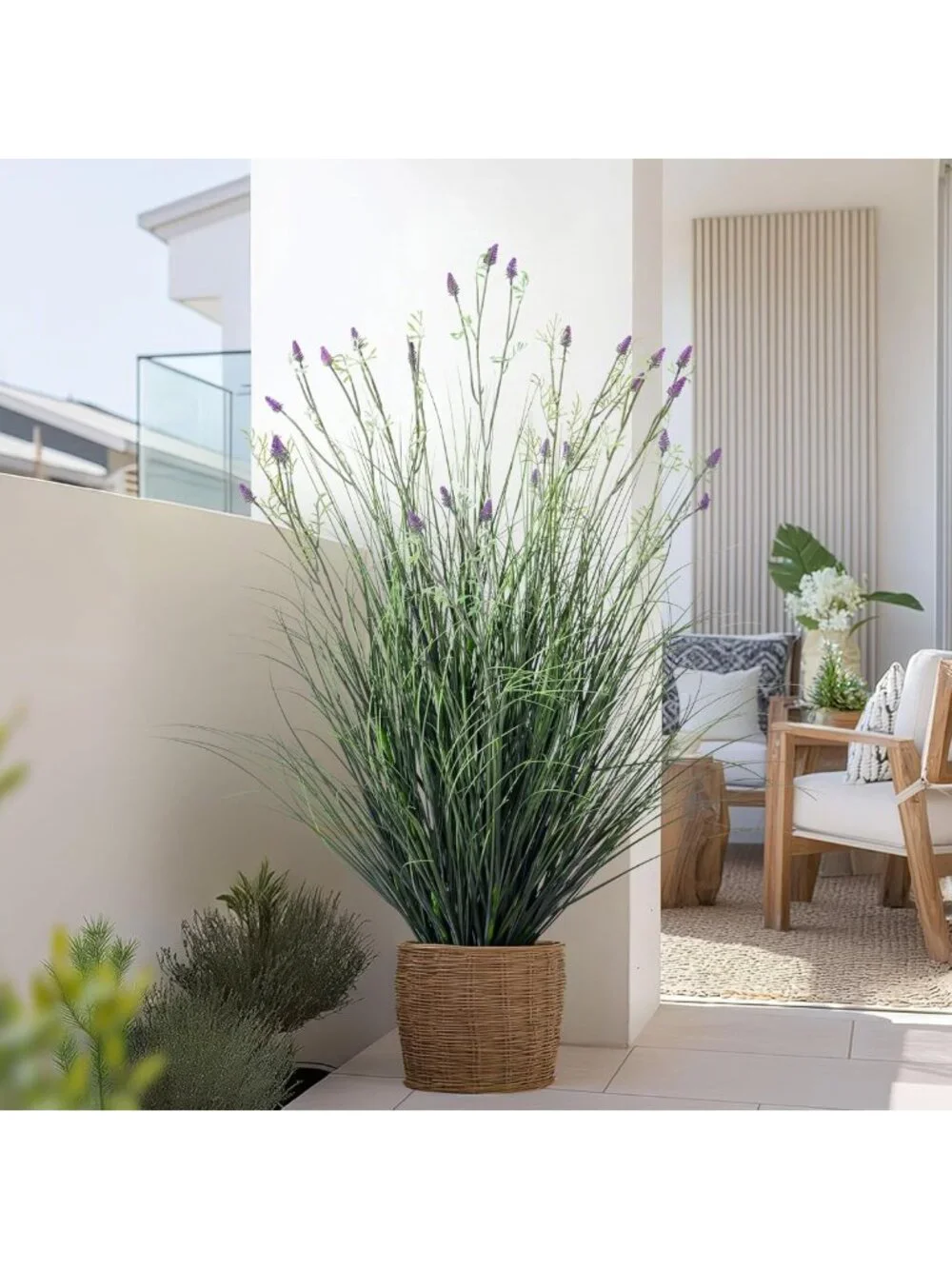 Realistic Faux Lavender & Pampas Grass - Indoor/Outdoor Tall Floor Plant Decor